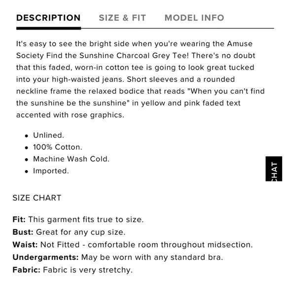 Amuse society find the sunshine charcoal T-shirt - Picture 3 of 5